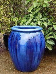 Large Blue Glazed Olive Pot Water Jar
