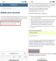 delete an insram account on iphone
