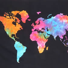 Multicolor World Map Home Decor Cotton