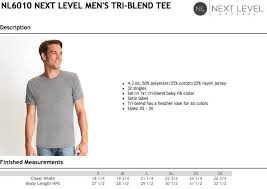 Next Level Tri Blend Size Chart Tennessee Shirt Company