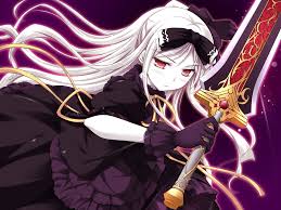 Image result for white hair with red ribbon anime