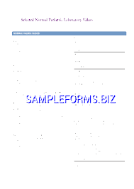 Normal Pediatric Laboratory Values Pdf Free 6 Pages