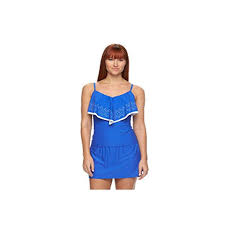 Croft Barrow Womens Swimwear Tankini Tops Solid Blue 16