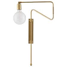 Hampton bay wall sconce light fixtures offer a modern take on the classic swing arm style design with clean lines, a protective brushed nickel finish and white fabric shade. Lana Swing Arm Wall Light Brushed Brass Medium Mink Interiors