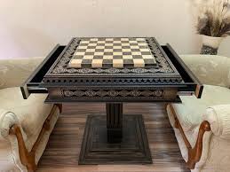 Wooden Chess Board Table Bright