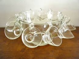 punch bowl with open handle punch cups
