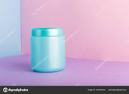 blue plastic jar with mock up for
