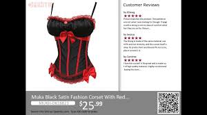 Muka Black Satin Fashion Corset With Red Lace Trim From Opentip Com