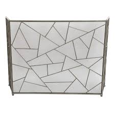 Gold Patterned Trifold Fireplace Screen