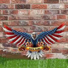 Bald Eagle Metal Art American Flag Wall