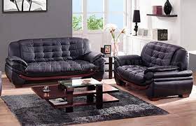 Black Leather Sofa Loveseat Modern