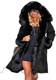 Aofur Womens Hooded Faux Fur Lined Warm