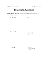 algebra two step equation practice