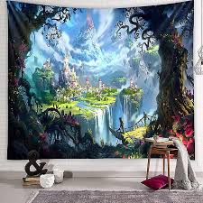 Forest Castle Psychedelic Tapestry