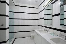 modern black and white tile bathroom