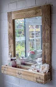Rustic Bathroom Mirror With Shelf Made
