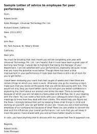 Formal Advice Letter To Employee For Poor Performance Free