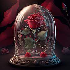 A Glass Snow Globe With A Rose Inside