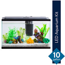 Aquarium Starter Kit Fish Tank 10 Gallon Led Light Aqua Culture Filter Terrarium 7445002033039 Ebay