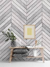 White Wood Accent Wallpaper Grey