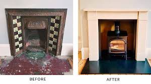 Wood Stove Mantelpiece Installation