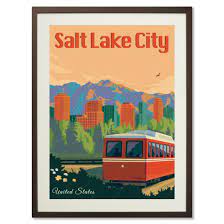 Amazon.com: gaeaverse Salt Lake City Utah American City Landscape  Decorative Paintings SLC Vintage Travel Poster Retro Wall Sticker Art Print  Home Decoration (20X28 inch): Posters & Prints
