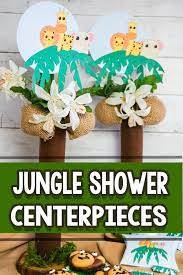 diy jungle baby shower centerpieces