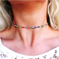 Amazon.com: Yalice Boho Choker Necklace Chain Rainbow Seed Bead Necklaces Jewelry for Women and Girls (Colorful-1): Jewelry