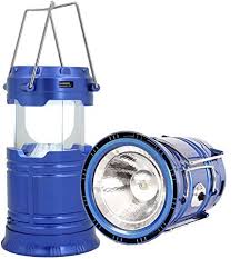 Amazon Com Amzstar Camping Lantern Portable Bright Solar Rechargeable Outdoor Flashlights Tent Light With Usb Power Bank For Hiking Hunting Night Blue Sports Outdoors