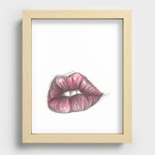 red lips recessed framed print by
