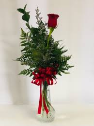 1 single rose vase arrangement in