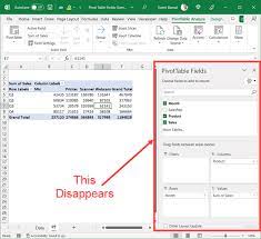how to show pivot table fields list