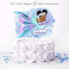 Afro Puff Mermaid Baby Shower Cake Mermaid Baby Shower Cake Baby  gambar png