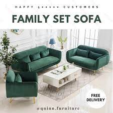 sleek velvet luxury sofa family set 4