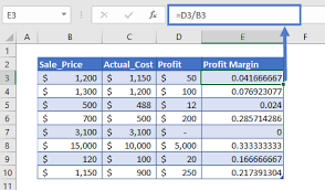 profit margin calculator in excel