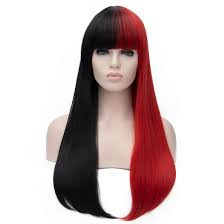 There are 17843 half red half black for sale on etsy, and they cost $14.21 on average. Half Red Half Black Wig Long Black Wig