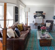 elegant look with a brown leather sofa