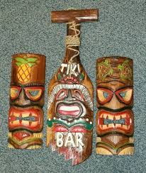 Decor Display Carved Wood Tiki Masks
