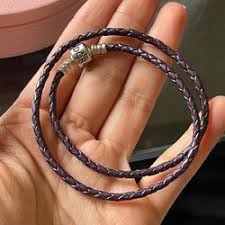 pandora double purple leather bracelet