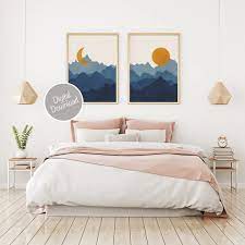 Mountain Wall Art Above Bed Decor