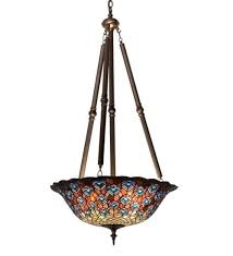 Tiffany Peacock Feather Hanging Lamp Stained Glass Lighting Decor