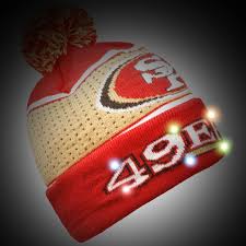 San Francisco 49ers Big Logo Light Up Beanie Winter Hat Toque Cuffed Pom 18 Knit