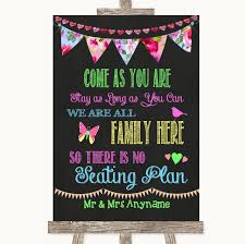 Poster Home Garden Chalkboard No Seating Plan Personalised