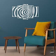 Five Pieces Swirl Wall Art Wood Modern