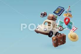 collection of travel tourism 3d icon