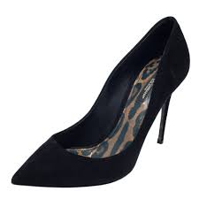 Dolce Gabbana Black Suede Leather Pointed Toe Pumps Size 38 5