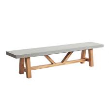 Perfect for everything from playtime to food time, this teak finish bench will have your outdoor space looking its kids outdoor dining table with umbrella and benches: Faux Cement Palmera Outdoor Dining Bench World Market