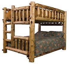 log bunk bed full queen ladder left