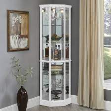 Jhca0012 Back White Lighted Corner Curio Cabinet With Mirror