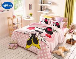 Pink Mickey Minnie Mouse Flannel Bed